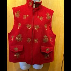 Woman’s size Large. British Khaki brand red embroidered vest. No tags
